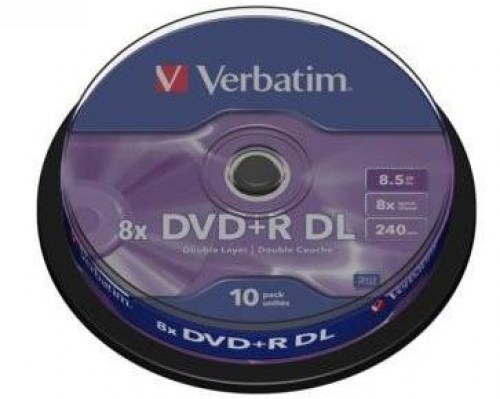 Verbatim DVD+R 8x 8,5GB DL 10p cake box  DataLife+, double layer,mat, bez nadruku