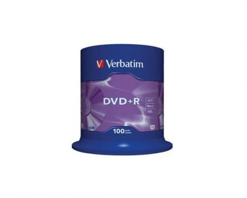 Verbatim DVD+R 16x 4,7GB 100p cake box DataLife+AZO+,scratch res, bez nadr,
