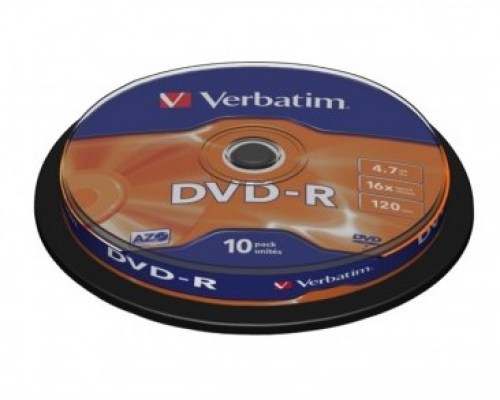 Verbatim DVD-R 16x 4,7GB 10p cake box DataLife+AZO+,scratch res, bez nadr, mat