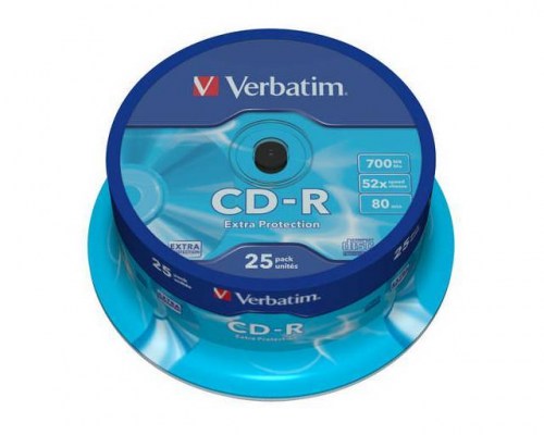 Verbatim CD-R 52x 700MB 25p cake box DataLife,Extra Protection, bez nadruku