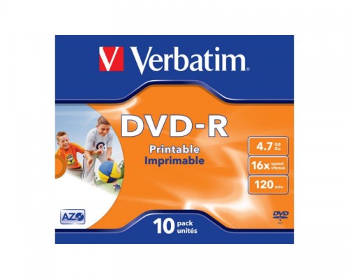 Verbatim DVD-R 16x 4,7GB 10p jewel case DataLife+,AdvAZO+,nadruk