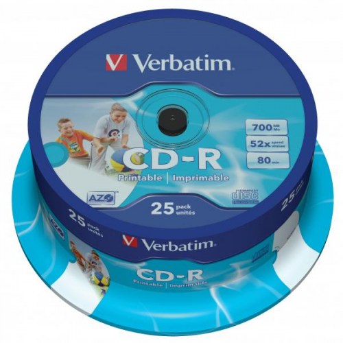 Verbatim CD-R 52x 700MB 25p cake box DataLife+,Super AZO, do nadruku