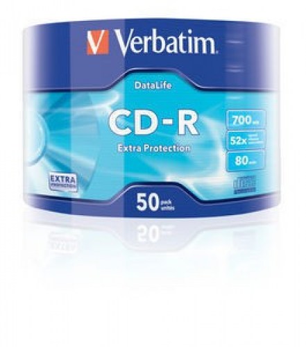 Verbatim CD-R 52x 700MB 50P SP Extra DataLife+, Wide Inkjet Prof, nadruk