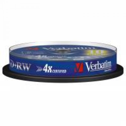 Verbatim DVD+RW 4x 4,7GB 10 p cake box DataLife+, scratch resist, bez nadruku